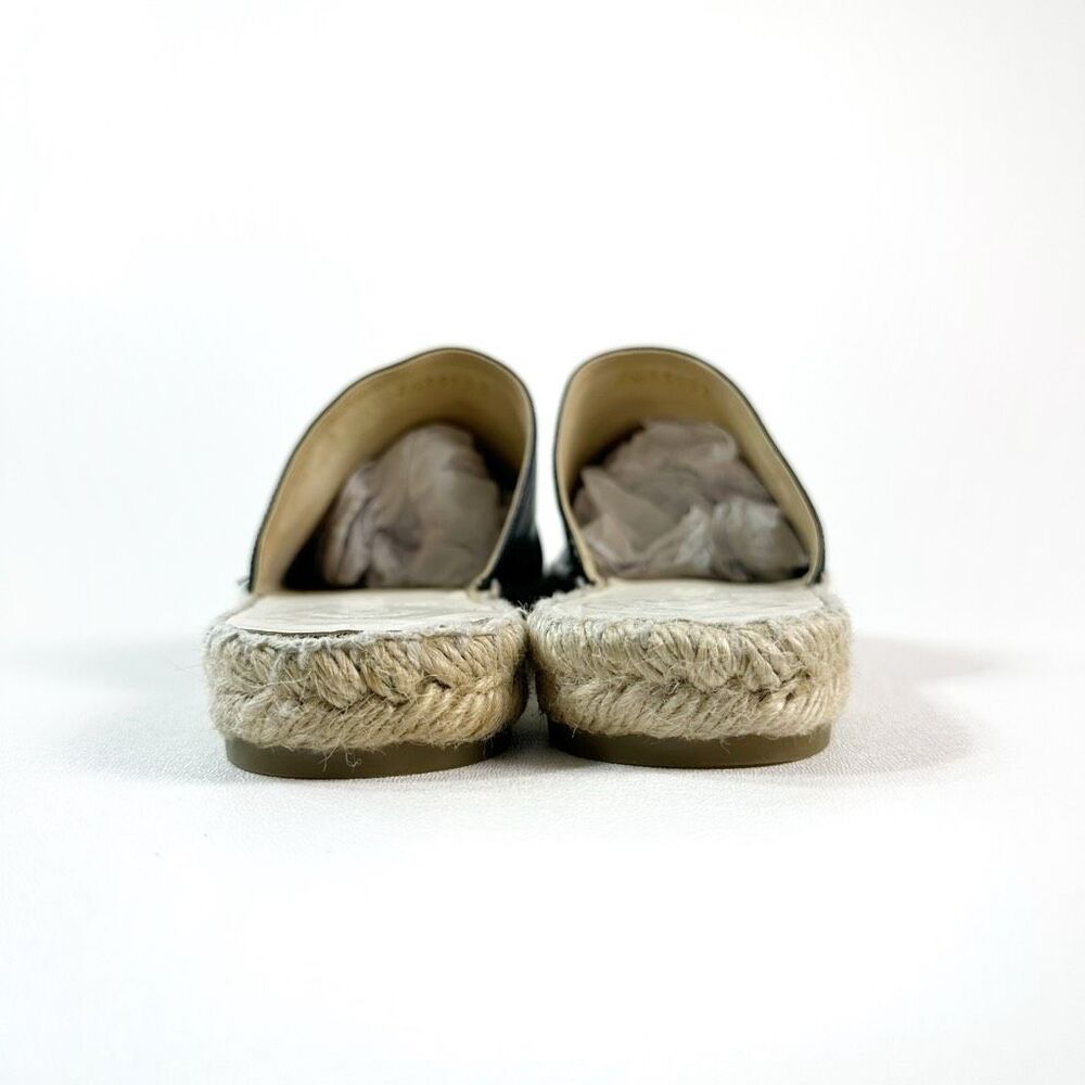 CHANEL Black Leather Mules Espadrille CC Logo Size 39 US 8.5 Lambskin Flat Slide - Picture 5 of 12